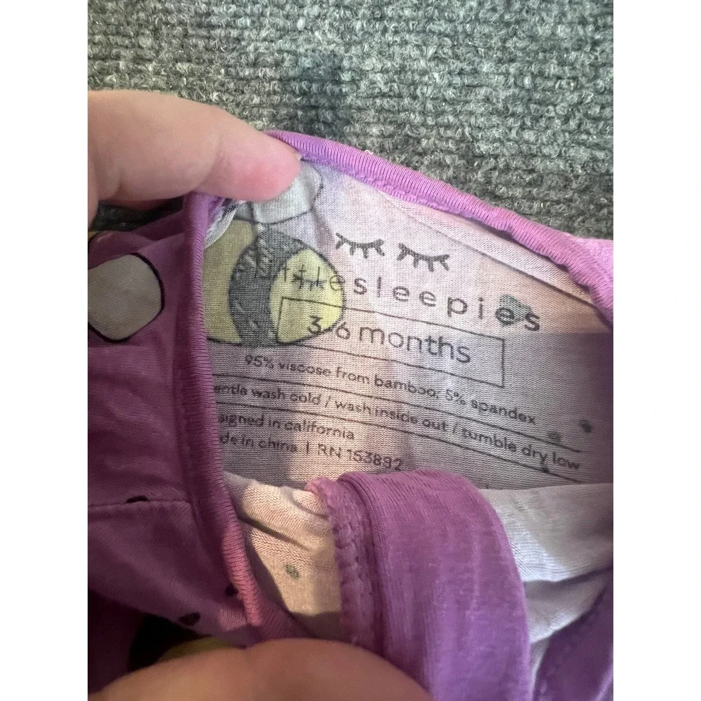 Little Sleepies Purple Bees Zippy Bamboo Viscose Sleeper 3-6 Months